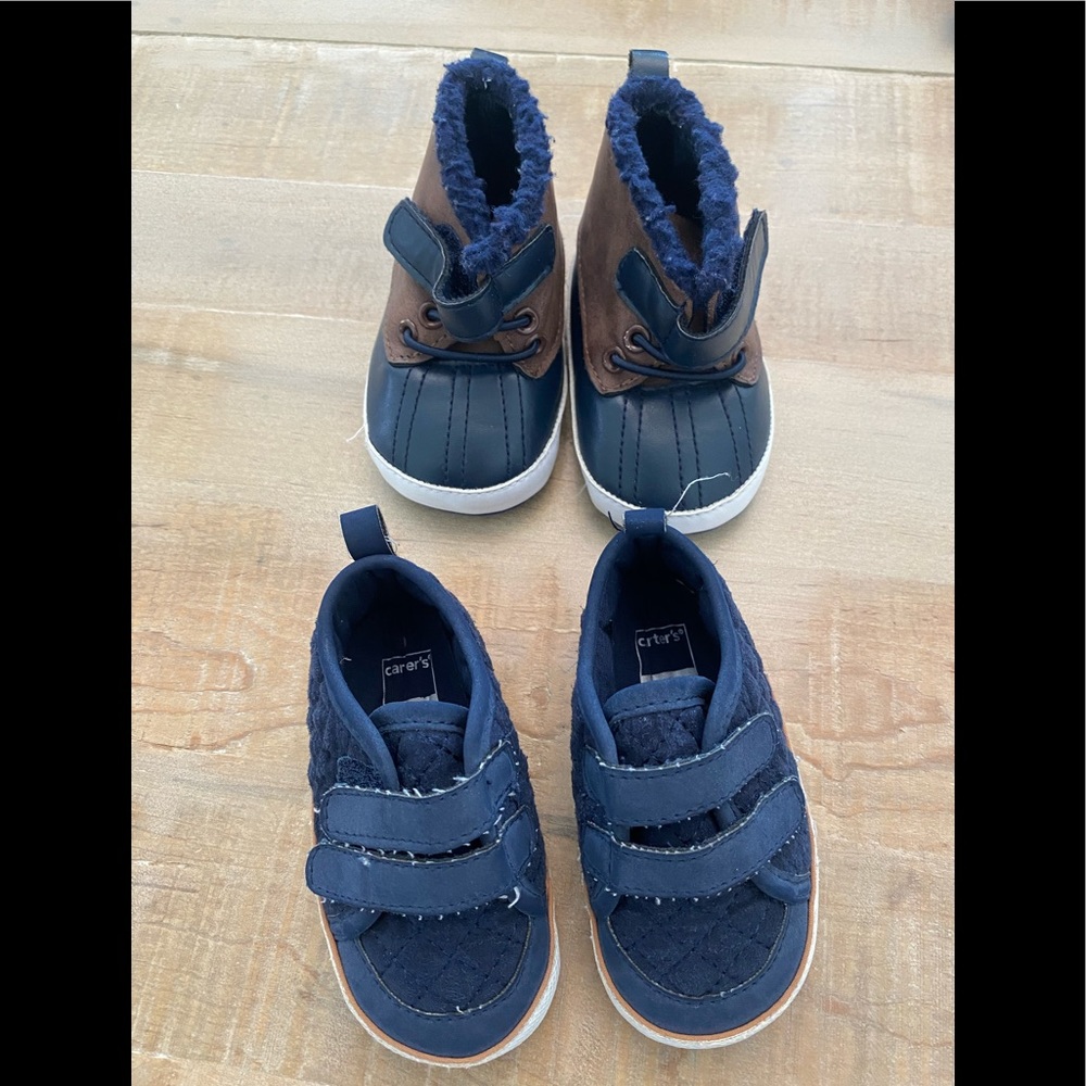 2 baby boys high top slip on shoes tennis shoes